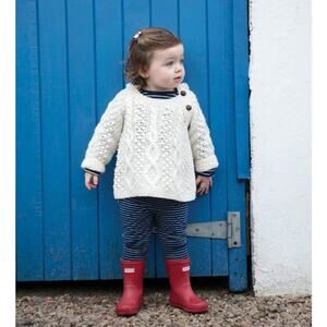 Aran Crafts Knitwear SZ M (6-12 M) Baby Aran Side-Fastening Hoodie Cream NWT